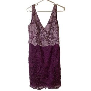 Adrianna Papell Purple Lace Cocktail Dress – Size 10